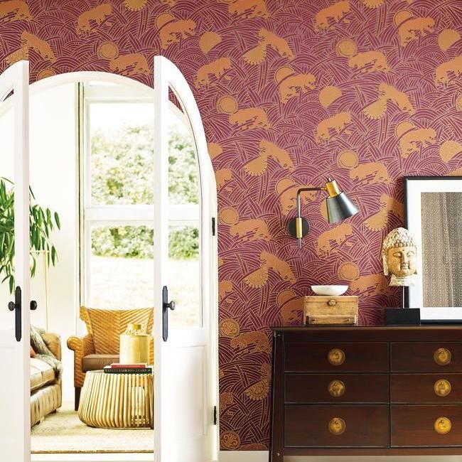 Обои Ronald Redding Tea Garden Tibetan Tigers AF6552 фото в интерьере